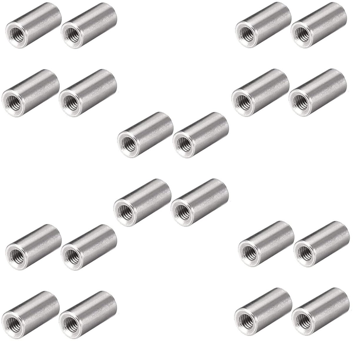 20 stuks M4 6 x 10 mm 304 roestvrij stalen moerverbinders lange moer ronde connector moeren binnendraad stangbezet ronde diepe moer