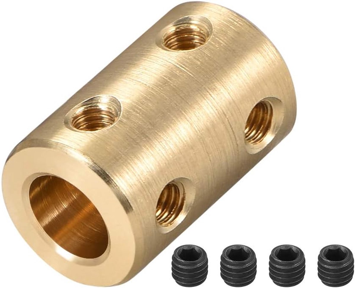 sourcing map schacht koppeling robot motor wiel rigid koppeling 10mm naar 10mm L22xD16 goudkleur 6mm to 8mm Gold Tone