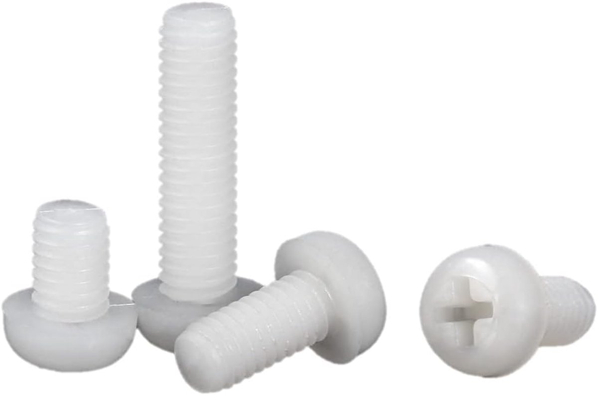 Schroeven Kruis Ronde Kop Machine Schroeven Bouten Wit Kunststof Schroef M5x50 mm,30 pcs