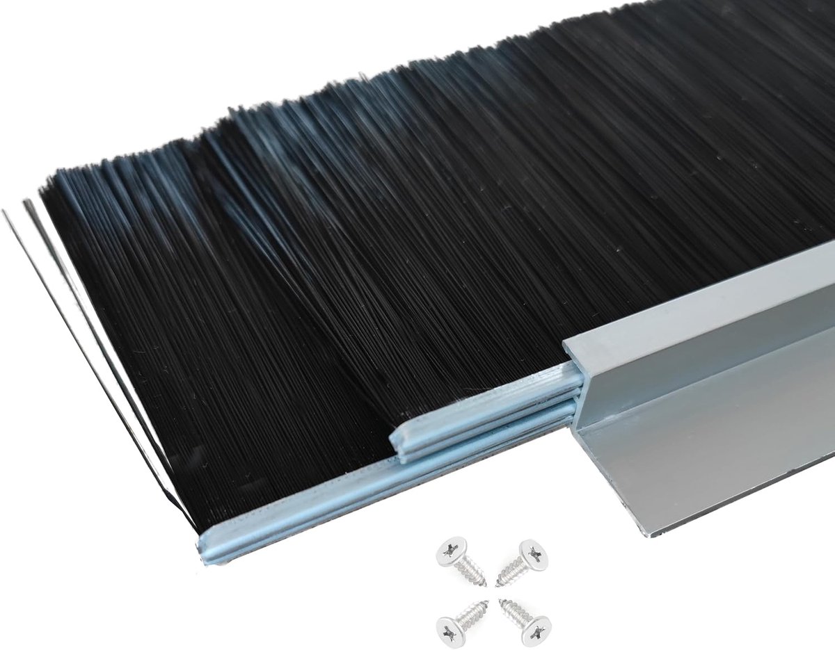 2,3 + 3,8 cm (0,9 inch+1,5 inch) 2-rij deurborstelafdichting - 5 stuks, 880 mm (34,6"), premium aluminium behuizing, huisdiervriendelijk schroeffixontwerp, dubbele PP-haren, stofdicht en