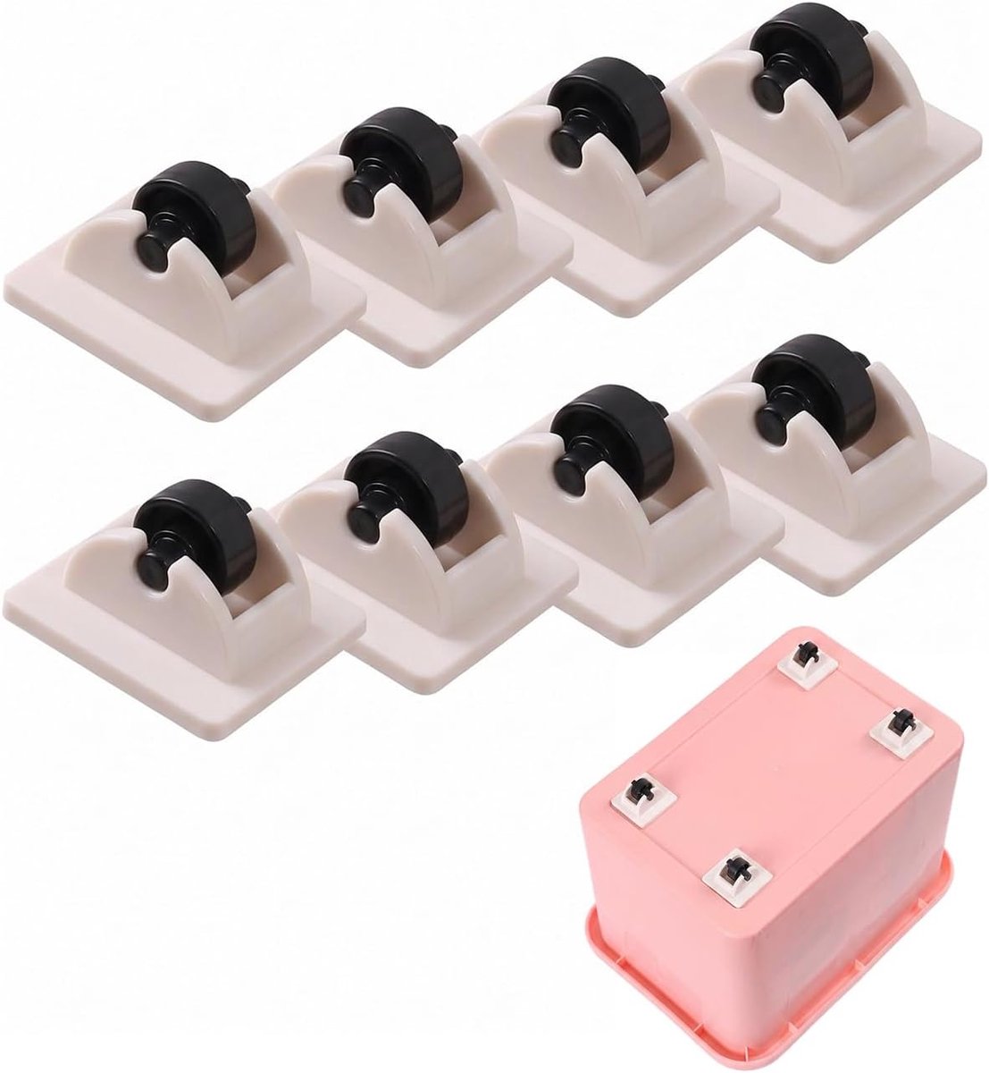 meubelrollen, 8 stuks, 360° draaibaar, met rubberen basis, zonder boren, krasbestendig, voor vloeren en stille beweging, 8 stuks