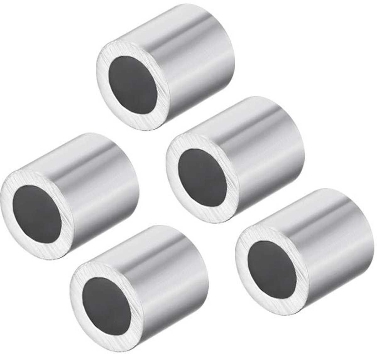 sourcing map 5 stuks M5 aluminiumlegering huls 5 mm staaldraad knoopbevestigingsklemmen