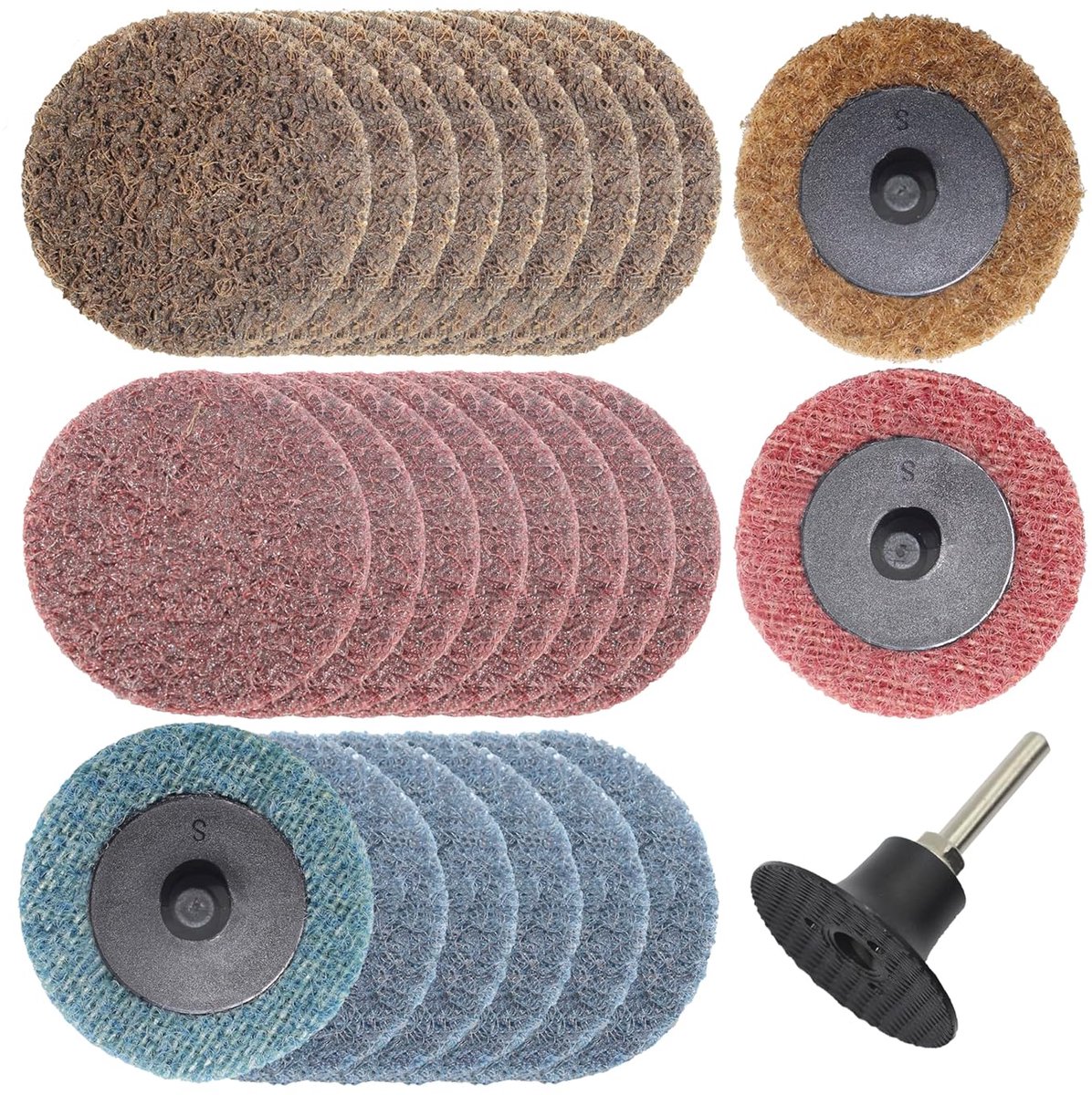 25 St Surface Conditioning Schuurschijf Gemengd 50 mm met Schacht | 50mm Rechte Slijper, 6,35mm Schacht, Nylon Schuurschijf, Vliesschijf Snelwisselschijf, Roest Metaal Staal Ijzer, DGTAA27C4