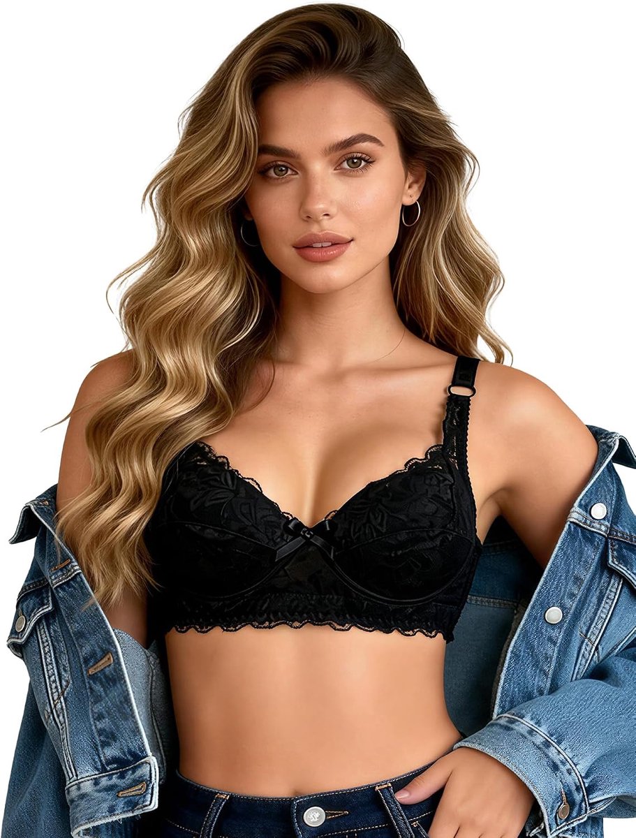 Ohyeahlady Beha voor dames, met beugel, brede bandjes, sexy, bloemenkant, V-hals, comfort, klassieke beha, grote maten, beha, ondergoed voor dagelijks gebruik, sport
