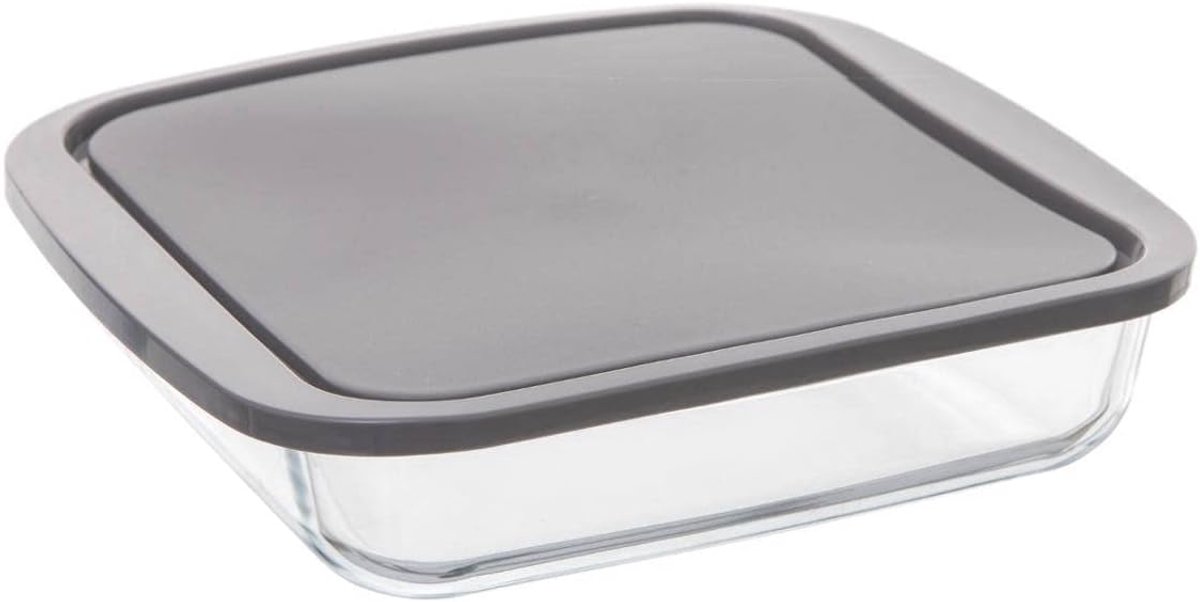 Glazen bakje 1 L - vierkant 22 cm - met deksel - ideaal voor bewaren - SnelShoppen