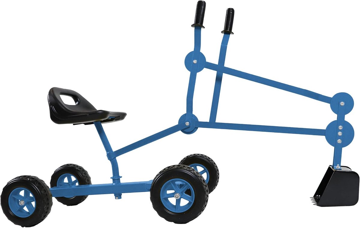 Dean de Graafmachine voor in de zandbak in blauw & zwart | 4 wielen & met 360° draaibare zitting | Speelgoed van metaal voor peuters