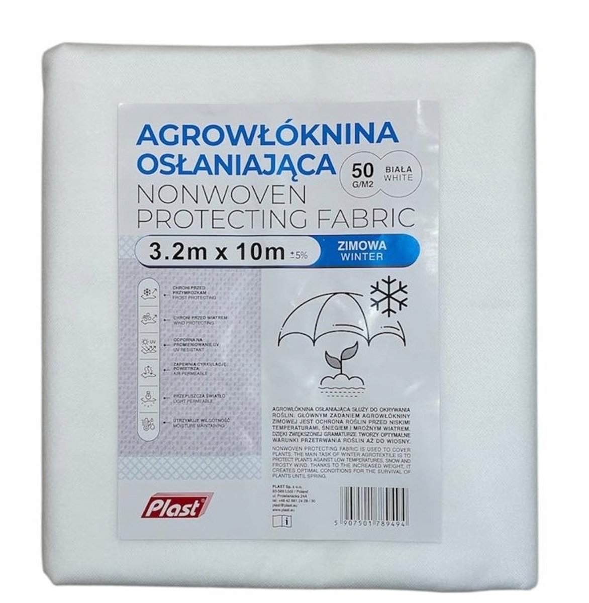 Agrotextiel Wit 3,2x10m 50g/m² - Winterbescherming Planten