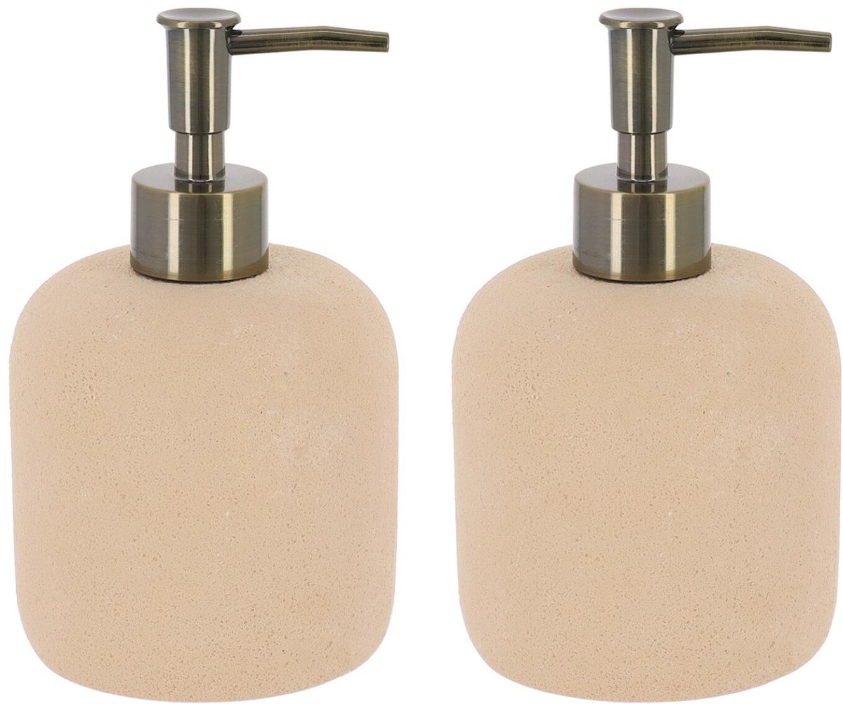 Tendance zeeppomp / zeepdispenser Como - 2x - beige - 400ml - rond - polyhars