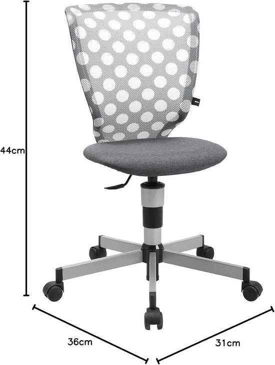 Bureaustoel Kinderen - Draaistoel Jeugd - Comfortabel Zitten - Ergonomisch Ontwerp - 31 x 44 x 36 cm - Antraciet Stippen — afbeelding 3