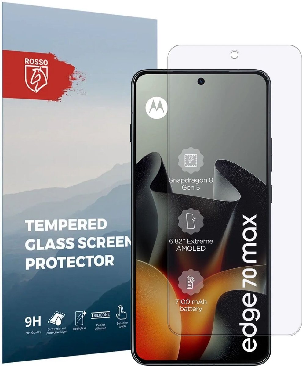 Rosso Screen Protector Geschikt voor Motorola Edge 70 Max | 9H Tempered Glass | Glasplaatje | Beschermlaag | Beschermglas | 9H Hardheid