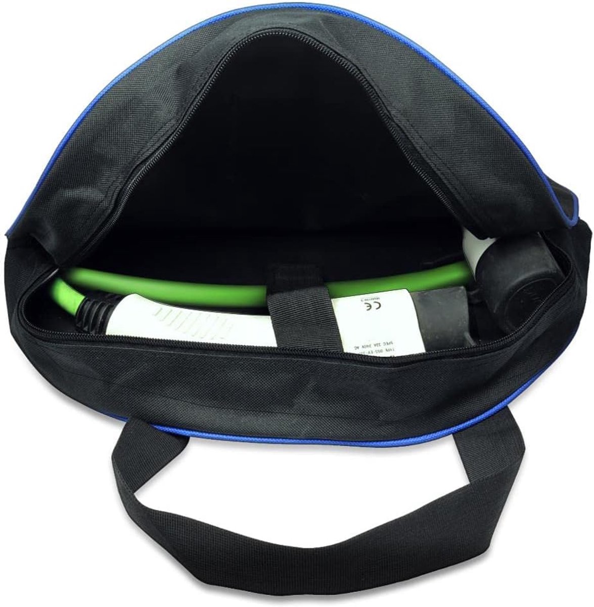 Oplaadkabel Tas 41cm - Duurzaam Polyester - Zwart met Blauwe Rand - Perfect voor EV Opladers - ShopVlot