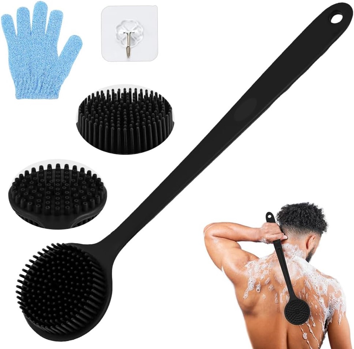 SnelShoppen - Silicone Body Wash Back Brush met Lange Handgreep, Dubbelzijdige Scrub & Massage, Ideaal voor Dames, Heren en Senioren, Perfect voor Dou