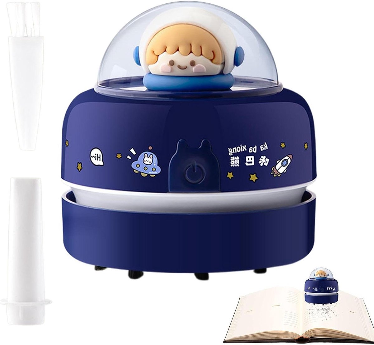 Bureaustofzuiger - Mini stofzuiger - Bureau schoonmaken - Cartoon decoratief design - 9.1 cm hoog - Ontdek de sterren