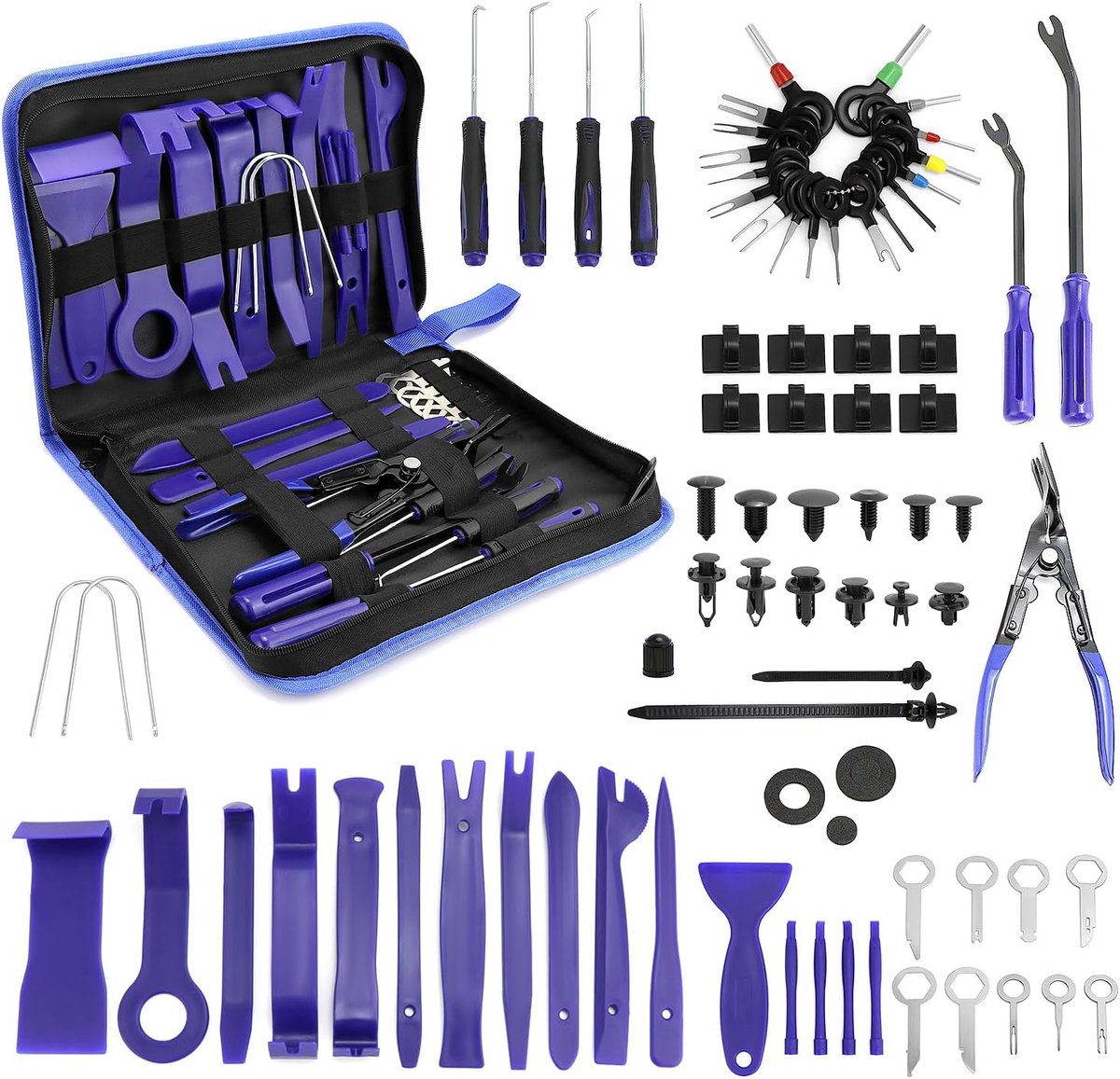 Demontagegereedschap set 342-delig - kunststof levers - voor verwijderen van deurpanelen en radio - ShopVlot
