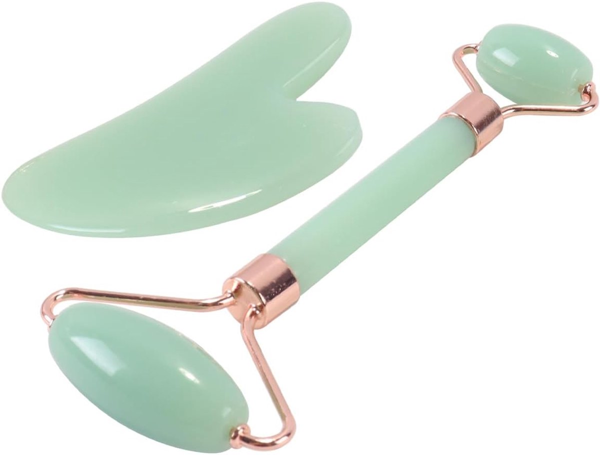 Poeder crystal roller massager - Double ended - Groen - Vermindert zwelling en verfijnt poriën - ShopVlot