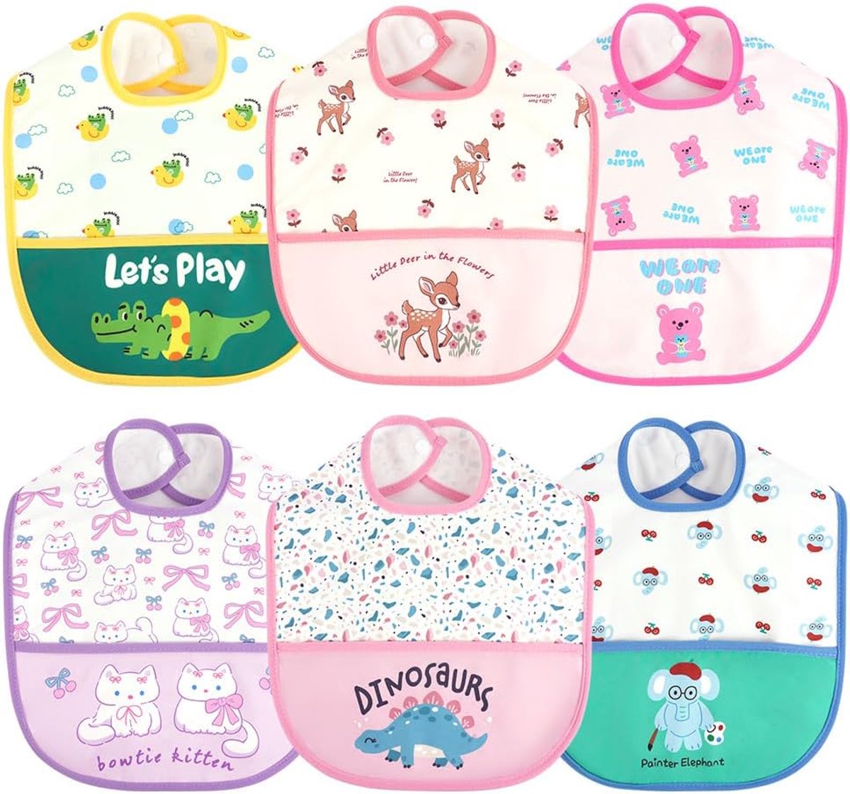 Baby slabbetjes waterproof - 6 stuks - gebloemd - zacht en veilig voor de huid - ShopVlot