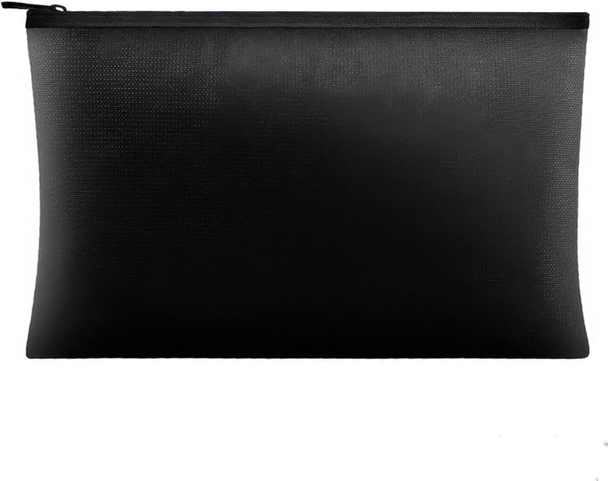 28x17 cm Vuurvaste Documententassen, Waterdichte Vuurbestendige Tas | Brandwerende Tas met Ritssluiting, voor Documenten, Geld, Paspoort, Bankbestand en Contant Geld (Zwart)
