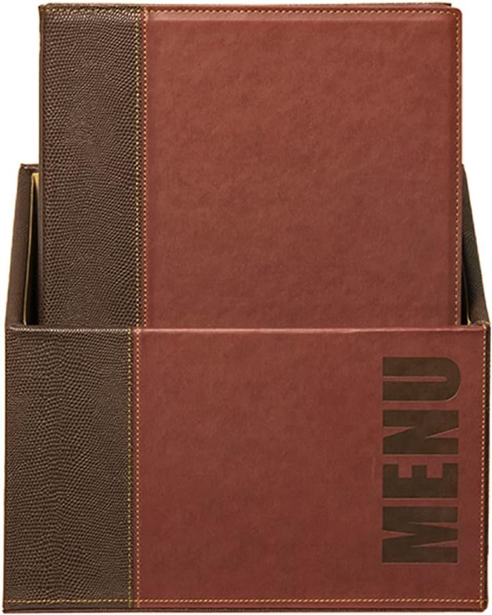 Menu map Trendy, in doos, DIN A4, wijnrood, leer, 38 x 23 x 32 cm, 20