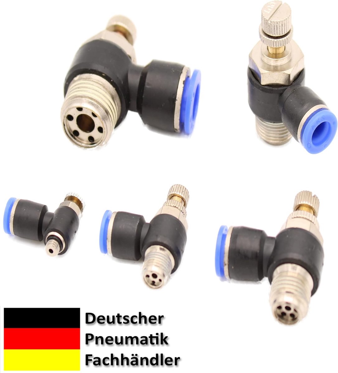 afvoerluchtsmoor/smoorterugslagklep M5 1/8" 1/4" 3/8" 1/2" 4-12 mm IQS slangaansluiting (1/8 inch - 8 mm)