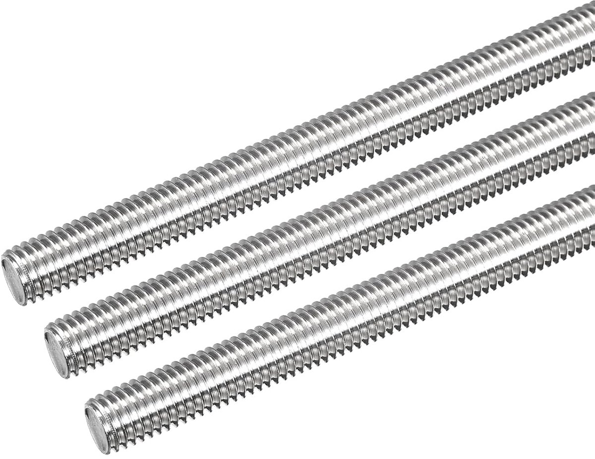 3 stuks draadstang M10 x 500mm volledige draadstang 304 roestvrij staal V2A draadstangen A2 metrisch schroefdraadbouten VA rechte draadstang draadstangstift