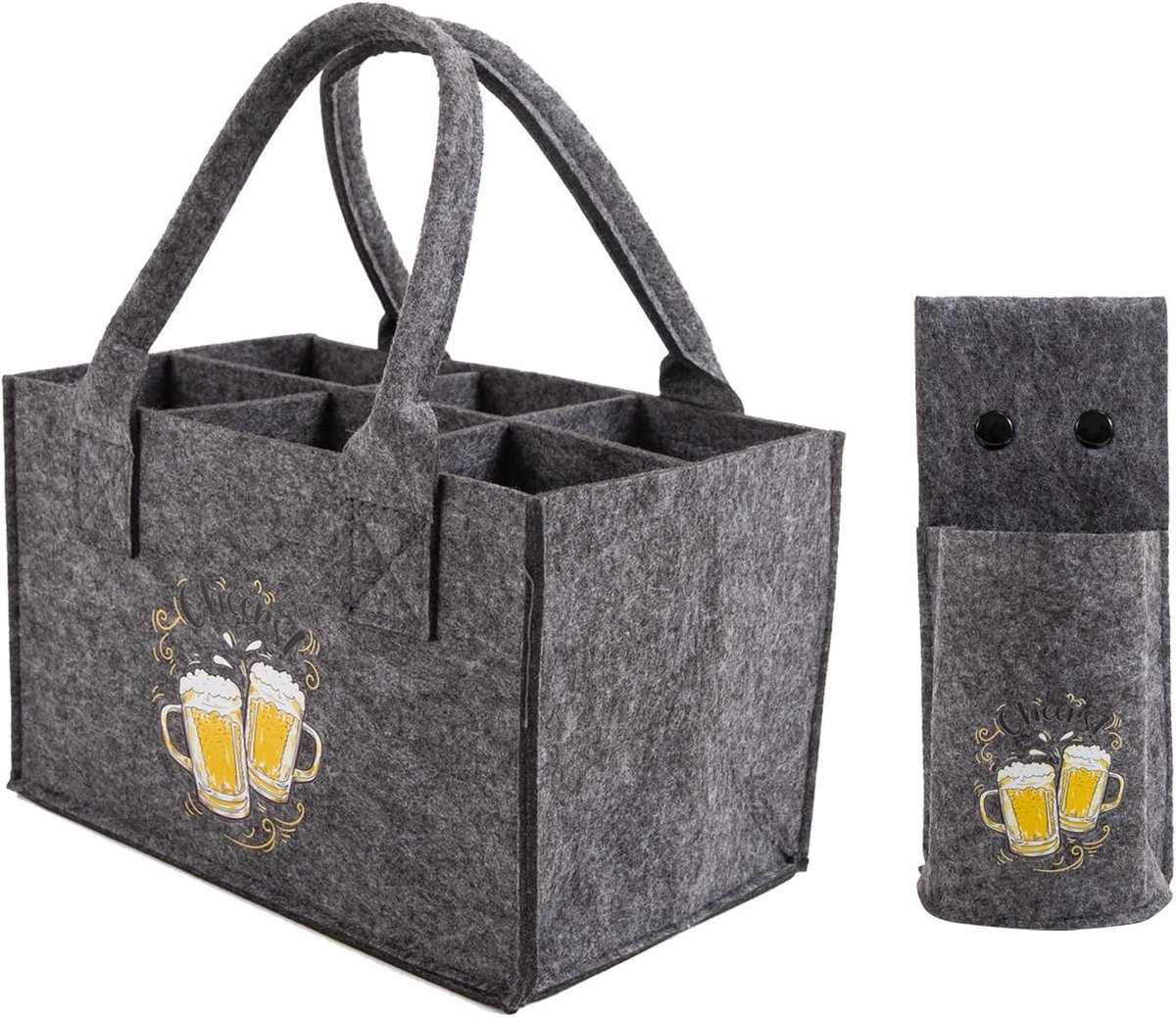 Mannenhandtas met biertassen - 6 vakken - inclusief bierriem - ideaal voor barbecue - SnelShoppen