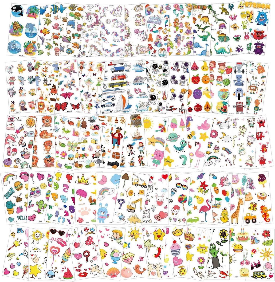 Tattoo voor kinderen, 350+ stuks, meisjes, jongens, ruimte, dinosaurus, dieren, eenhoorn, kleeftatoeages, perfect kindertatoeages voor kinderverjaardag, feest, cadeautje, huidvriendelijke