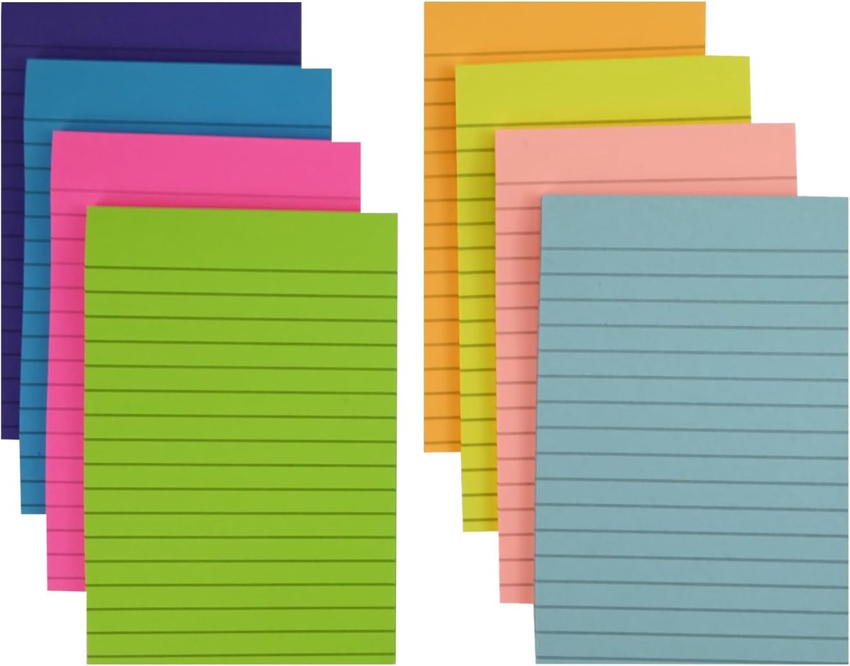 Lijmnotities 10x15 cm - 360 Vel Kleurrijke Lijngedrukte Notitieblokken - Perfect voor Organisatie en Notities - SnelShoppen