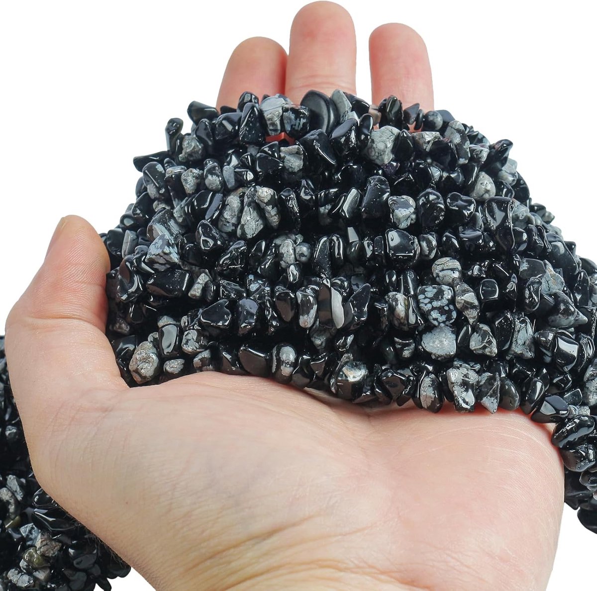 150 cm sneeuwvlok-obsidiaan onregelmatig gevormd kristal en helende getrommelde chipstenen kralen voor het maken van sieraden