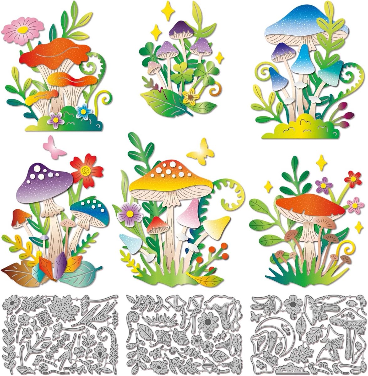 Paddestoelen Snijden Matrijzen voor Kaarten Maken Bloemen Metalen Die Cuts Varen Bladeren Snijden Dies Sjablonen Voor Scrapbooking Journal Embossing Papier Craft Decor