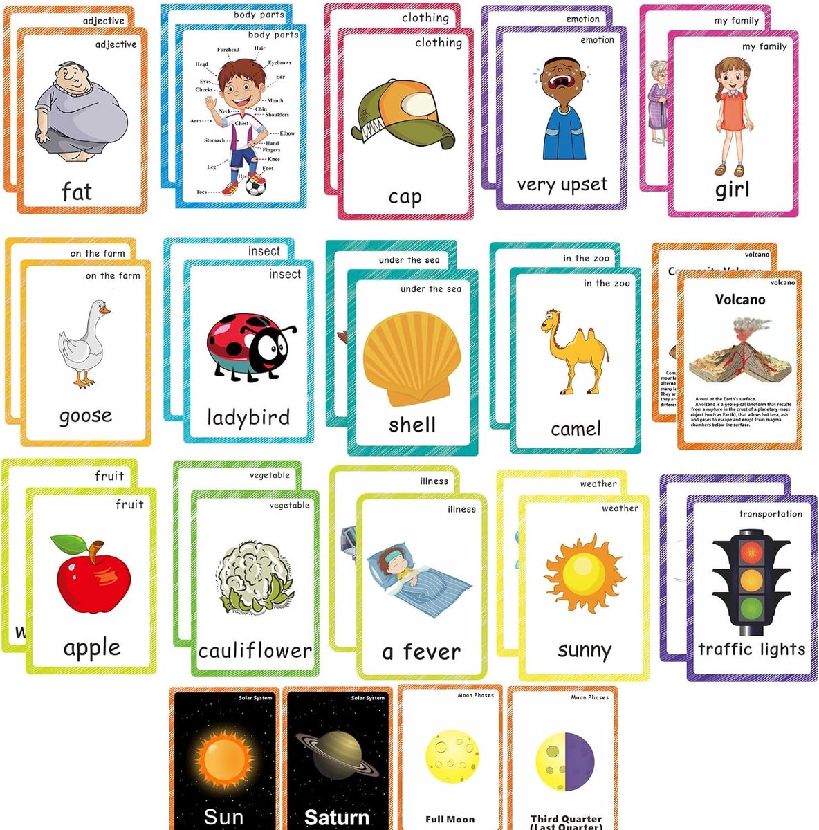 Kaartenset voor peuters, 401 kaarten, lees- en spellingleerkaarten, ESL-lessen, Montessori-leermateriaal, lerarenbenodigdheden