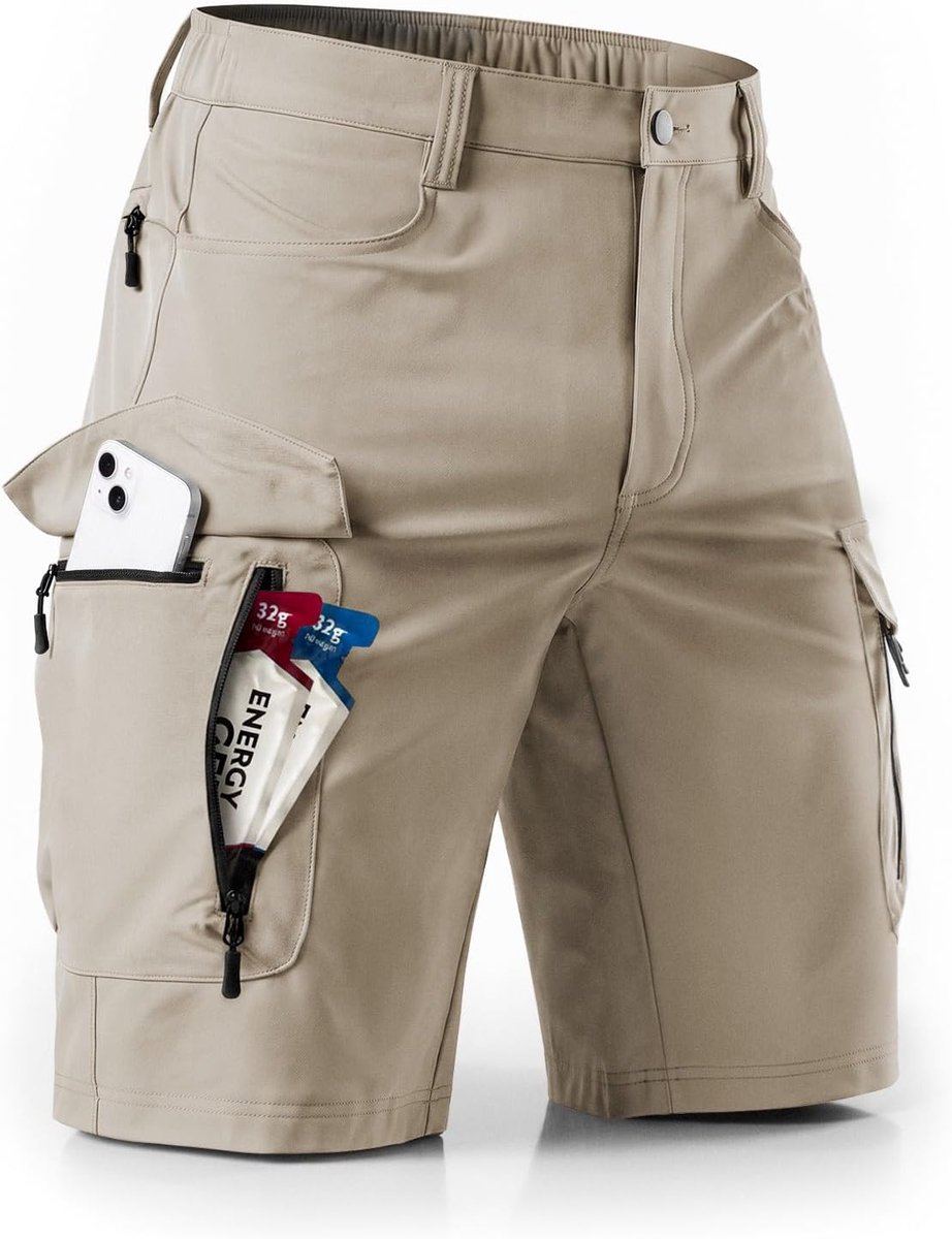 Korte broek voor heren met 7 zakken, cargo shorts, werkbroek mannen, korte bermuda, wandelbroek, stretch fietsbroek, chino zomer, MTB-broek