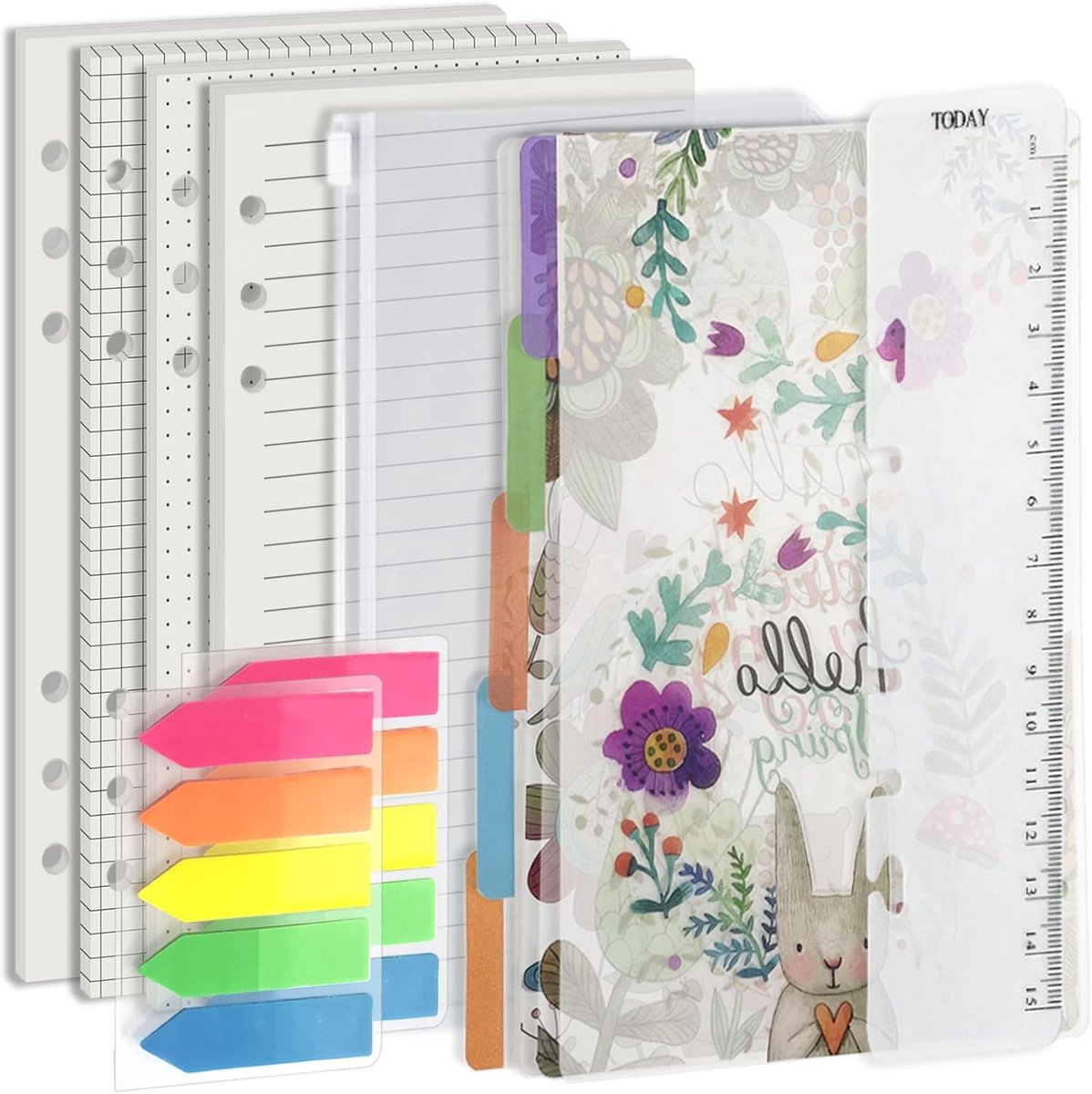 Planer Einlage, Papiermine f眉r 6 Ring Binder Notizbuch, Harphia, gepunktet, Linie, Raster, leer f眉r 80 Blatt / 160 Seiten / 100 GSM St盲rke/mit Geschenken (A6 3,58 x 6,77'')