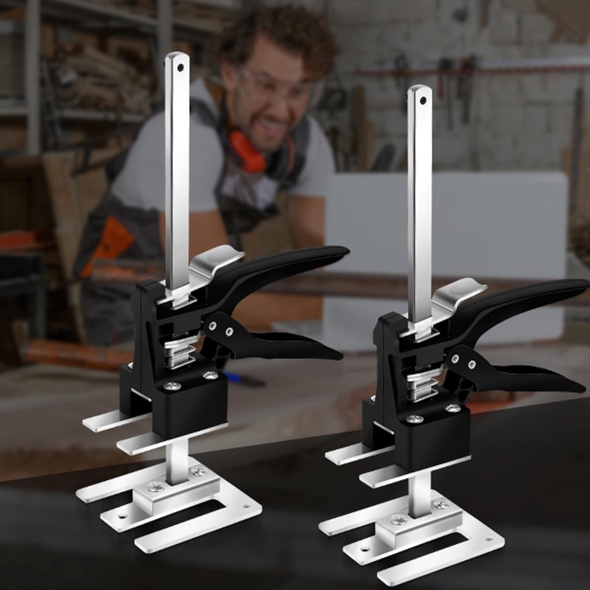 Armheft, 2 stuks, montagegereedschap, hefgereedschap, 30 cm, hoogteregelaar tot 240 kg, handhefgereedschap, deur- en houten plaathefbrug
