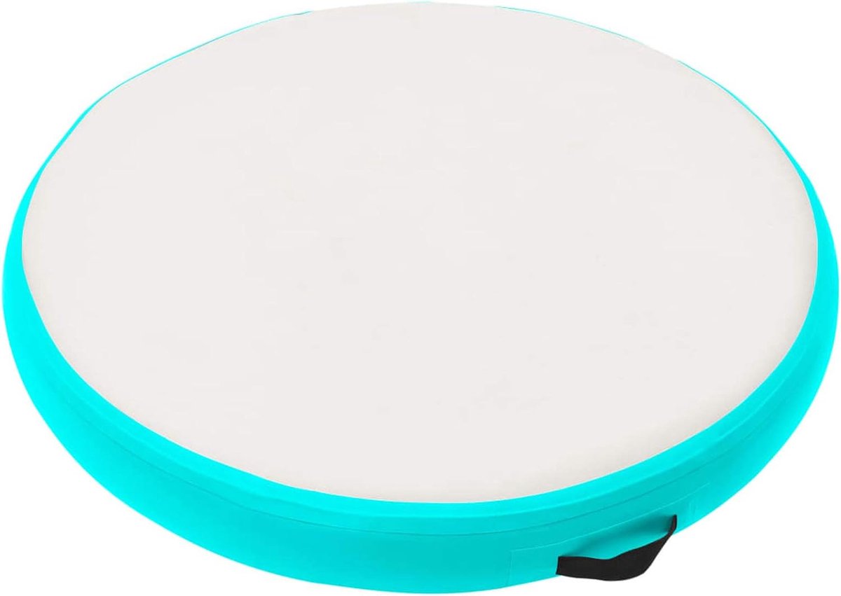 Opblaasbare gymnastiekmat met pomp, turnmat, tumbling, mat, training, fitnessmat, yogamat, tranningsmat, airtrack, tumbling voor thuis, outdoor, yoga, 100 x 100 x 15 cm, pvc, groen