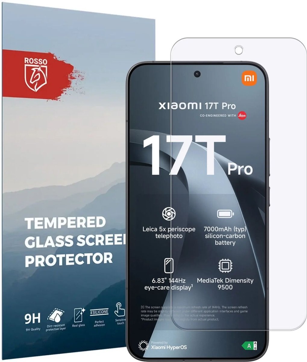 Rosso Screen Protector Geschikt voor Xiaomi 17T Pro | 9H Tempered Glass | Glasplaatje | Beschermlaag | Beschermglas | 9H Hardheid
