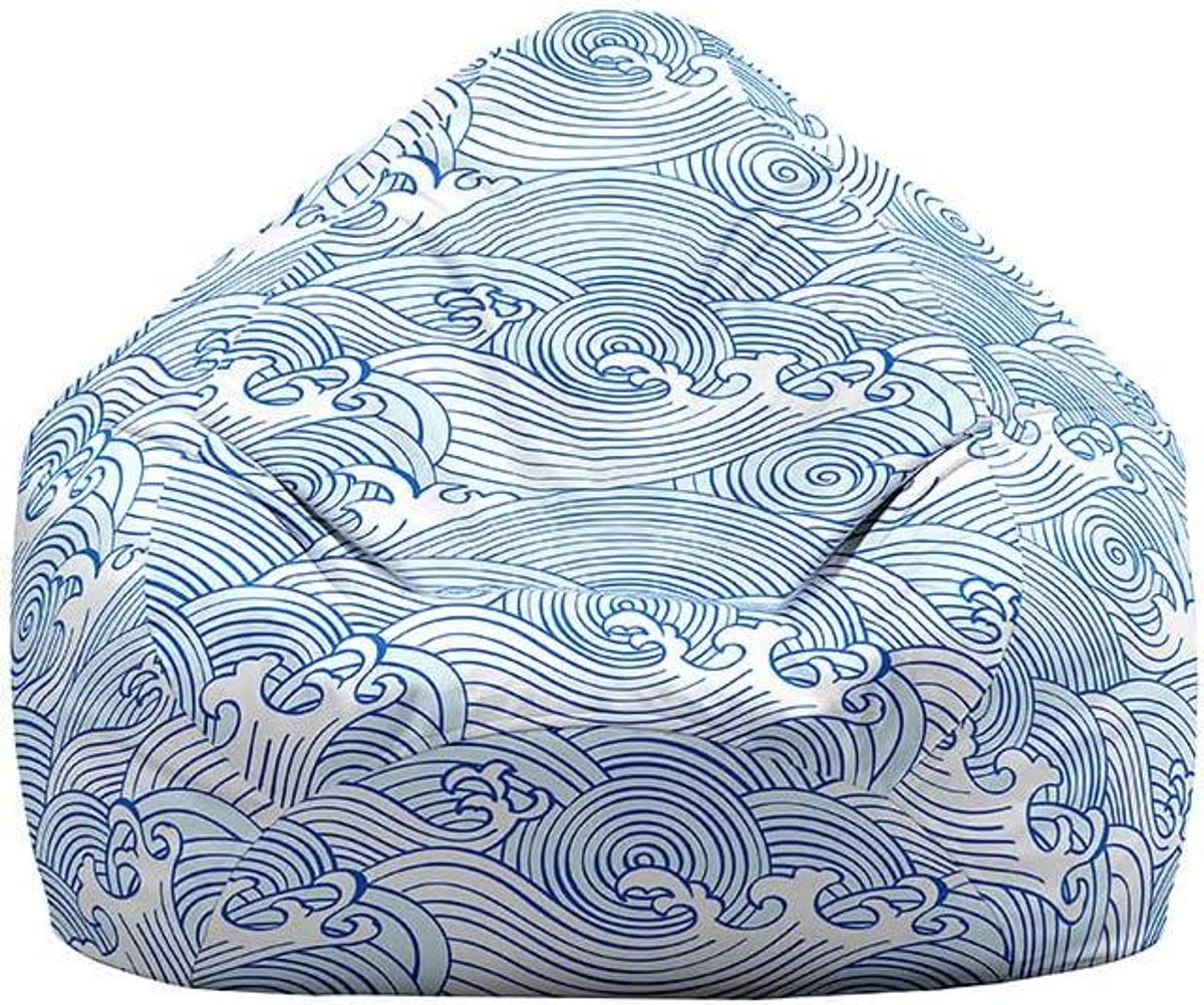 Zitzakhoes - Zitzakstoelhoes - Ontspannen - Wasbaar Katoen Linnen - 70x80cm - Zeegolf