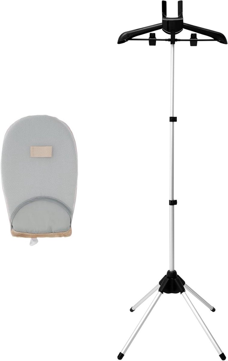 Stoomkledingrek - Stoomhanger Kleding - Kleding Strijken - Met Strijkplankje - Verstelbaar 84-160cm - Zwart