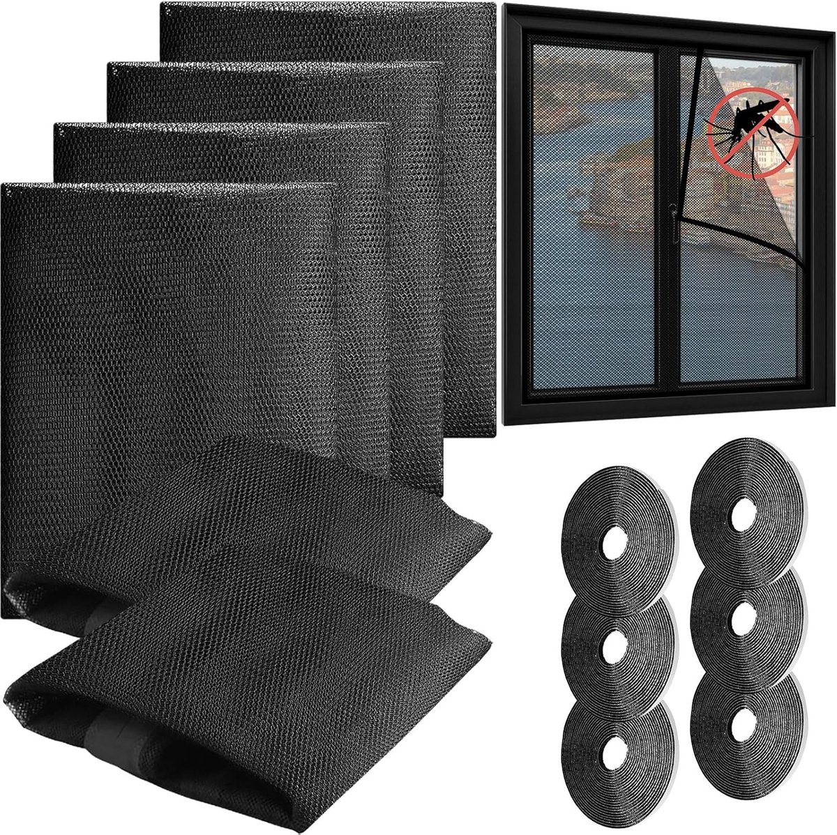Vliegengaas voor ramen 150 x 130 cm - zelfklevend - eenvoudig te installeren - beschermt tegen insecten - ShopVlot