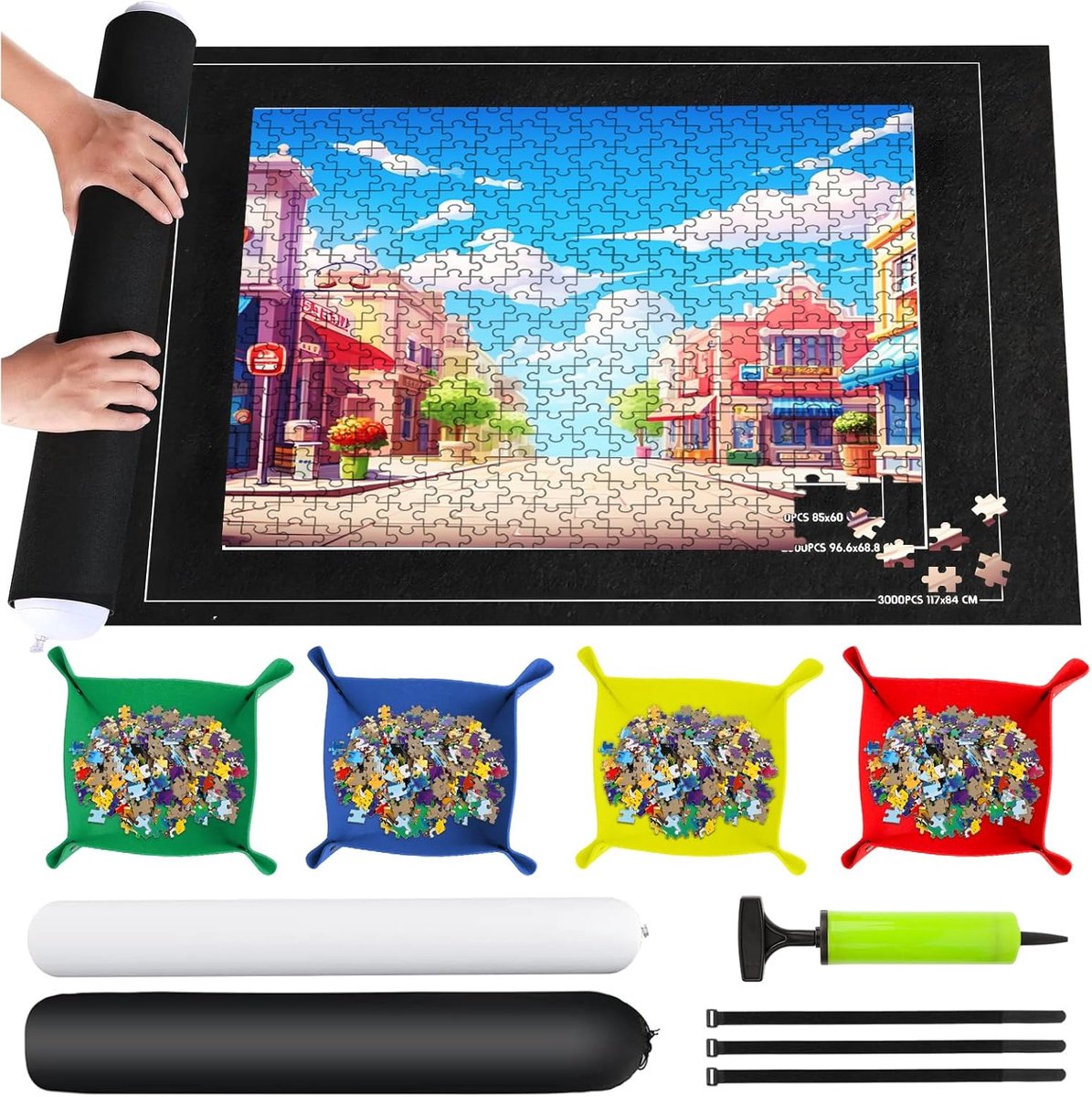 Puzzelmat 2000 Stukken - 120 x 80 cm - Zwart Vilt - Inclusief Opbergtas en Accessoires - ShopVlot