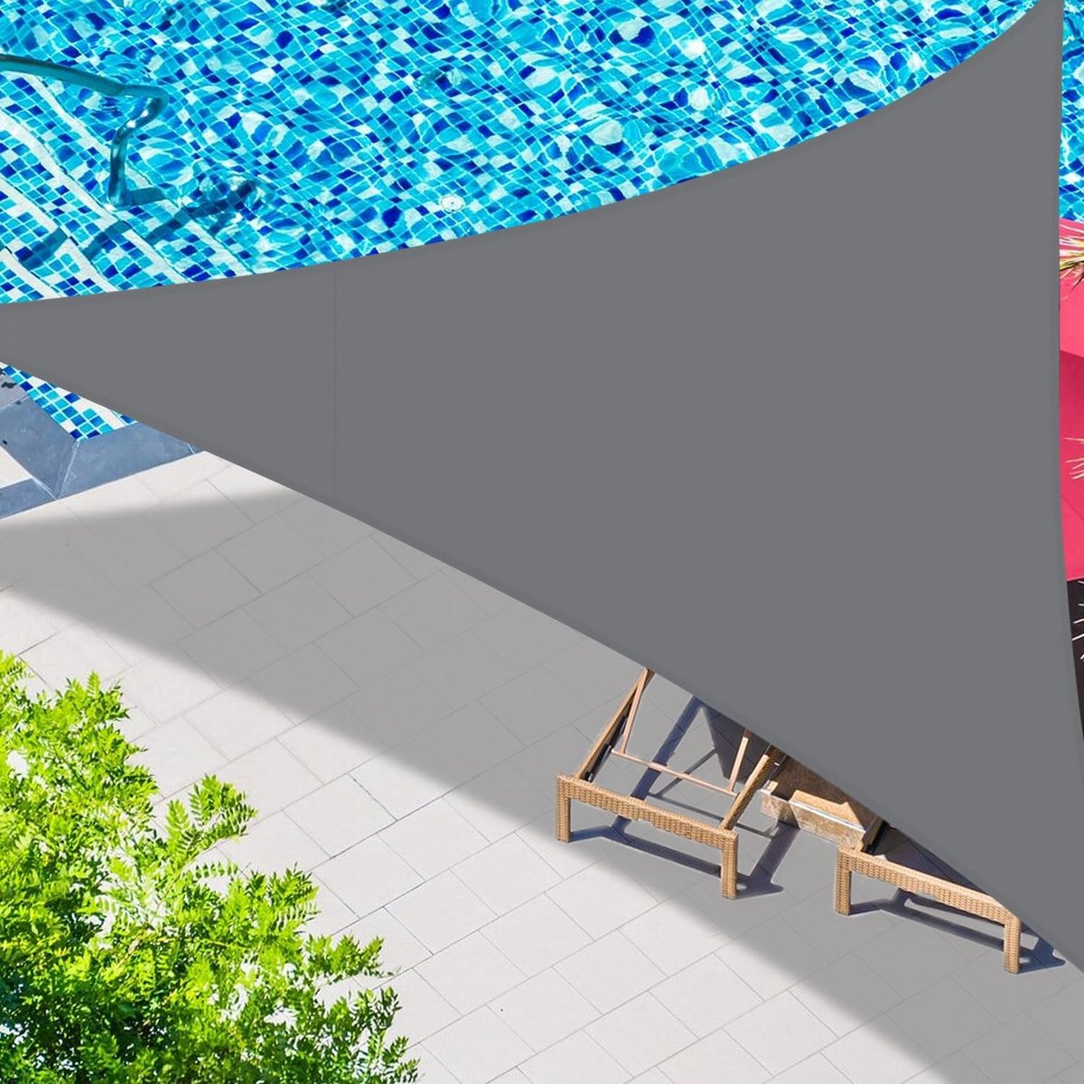 Schaduwdoek driekhoekig 3 x 3 x 3 m - Grijs - Waterdicht - 95% UV-bescherming voor tuin - ShopVlot