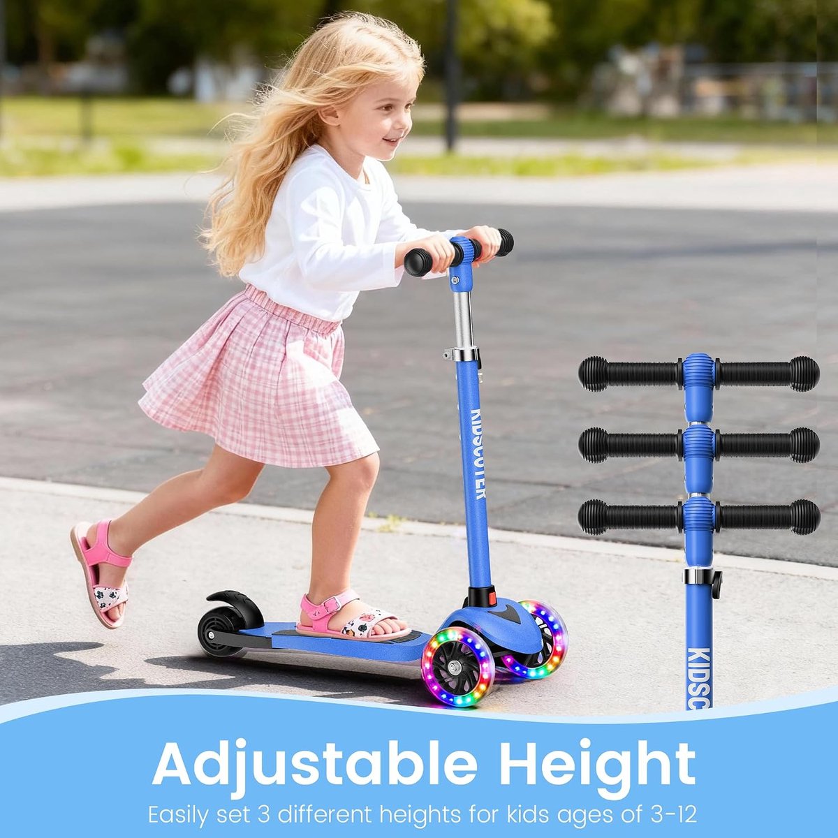 Kinderscooter 2-in-1 voor 3-12 jaar - 3 wielen - LED lichtwielen - Veiligheid voor avondavonturen - ShopVlot