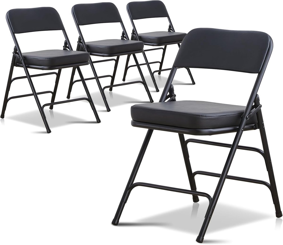 Opvouwbare stoel met kussen - zwarte metalen klapstoel - draagbaar en compact - ideaal voor dining en feesten - ShopVlot