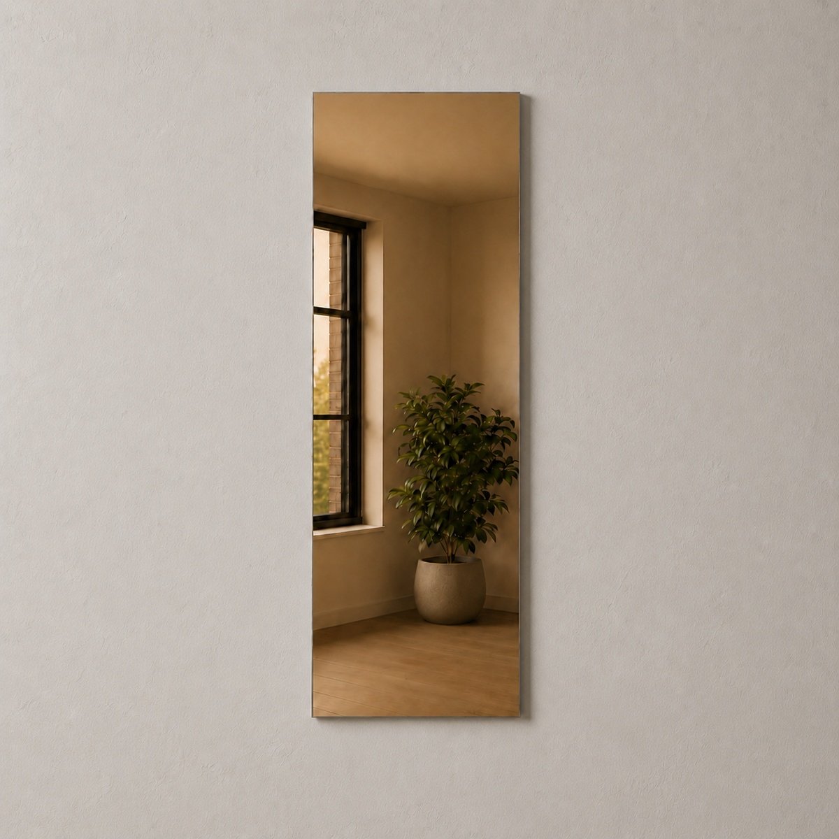 Rechthoekige spiegel - 300 x 1000 mm - Brons - Met montageset - In Nederland Geproduceerd - Top Kwaliteit Wandspiegel Zonder Lijst