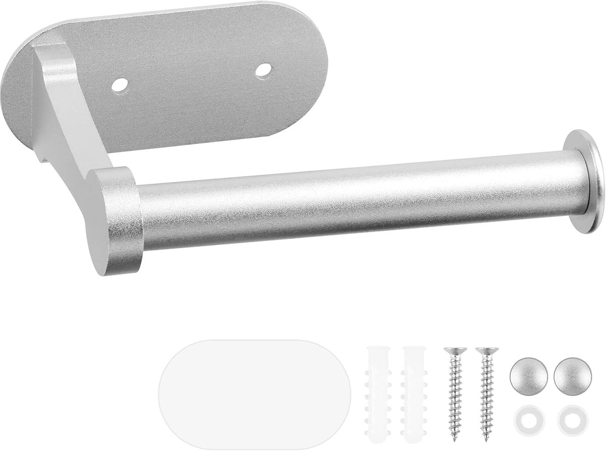 Toiletpapierhouder zonder boren - Aluminium - Corrosiebestendig - Ideaal voor badkamer en keuken - ShopVlot