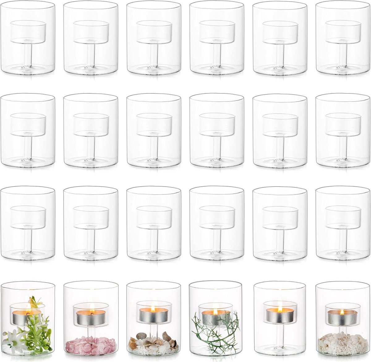 Kaarsenhouders set - heldere glazen - stijlvolle dubbele laag - perfect voor sfeervolle decoratie - ShopVlot