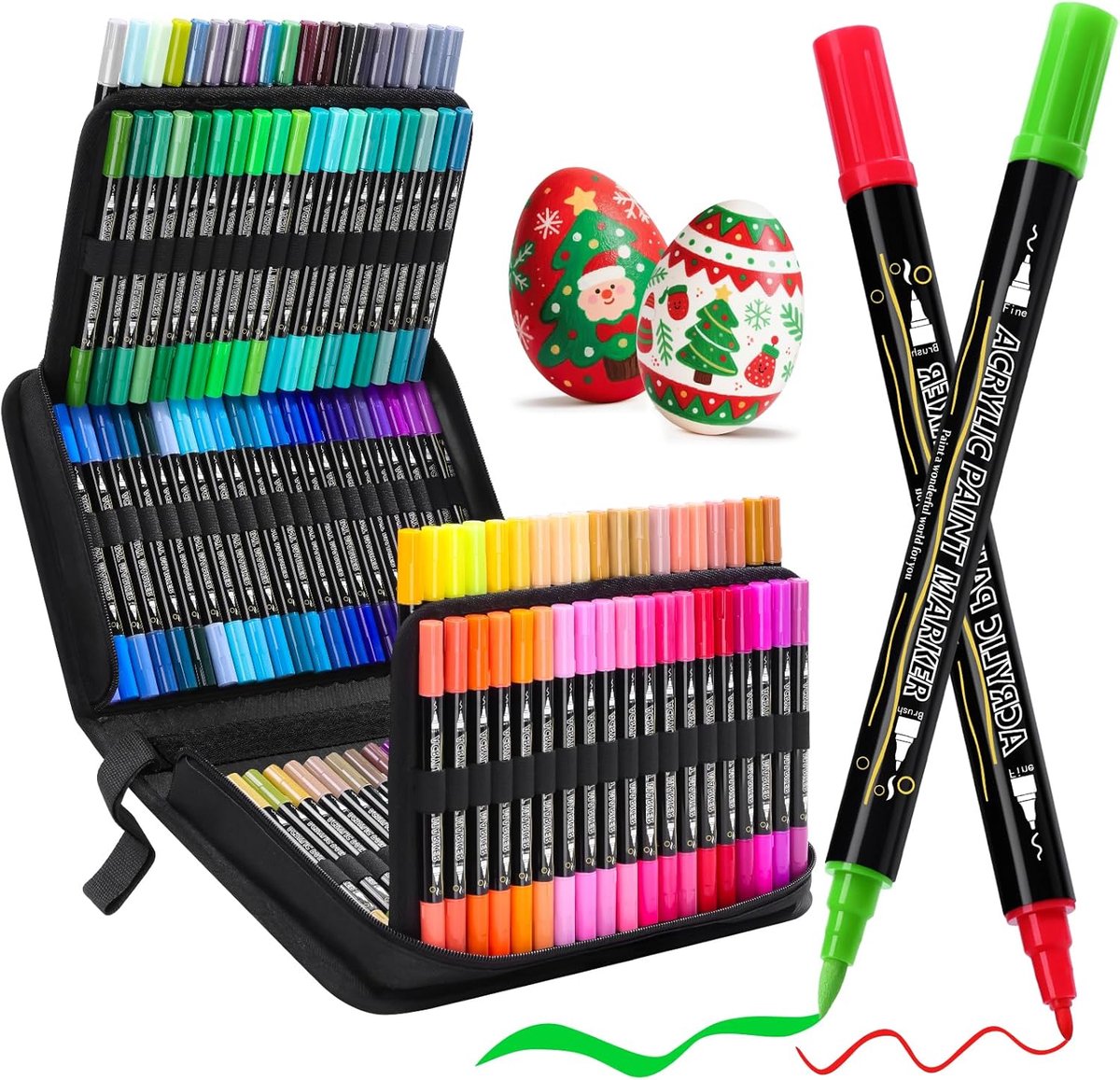 Acrylstiften set 120 kleuren - dubbele punt - ideaal voor tekenen en DIY - precisie met fijne en borstelpunt - ShopVlot