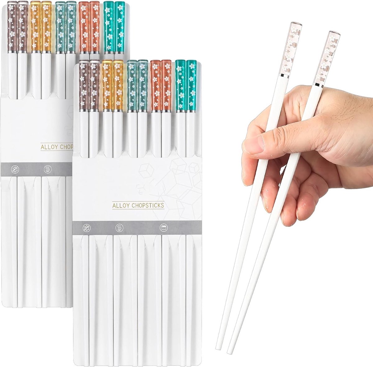 Chopsticks 10 Stuks - Hoge Kwaliteit Metalen Sticks - Ergonomisch Ontwerp - Perfect Voor Sushi - ShopVlot