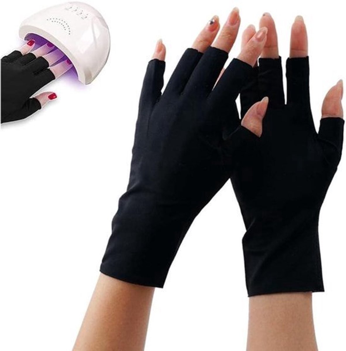 Vingerloze UV-handschoenen UPF50+ voor nagelschelmgel - Manicure droger en nagelkunst - Huidverzorging en anti-UV-bescherming