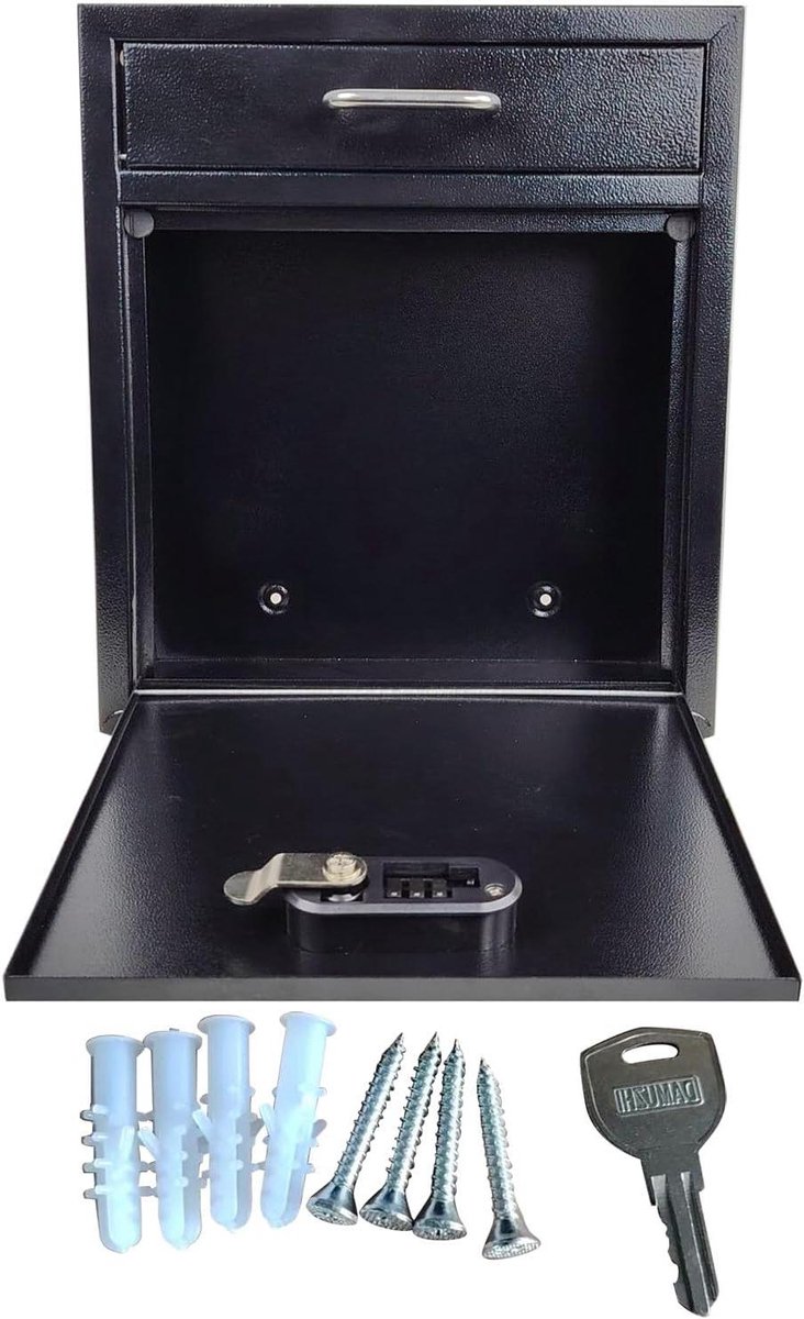 Brievenbus Muurbevestiging - Postvak Suggestiedoos - Veilig Opslaan - Combinatie & Sleutel Slot - 30 cm x 267 cm - Zilverkleurig