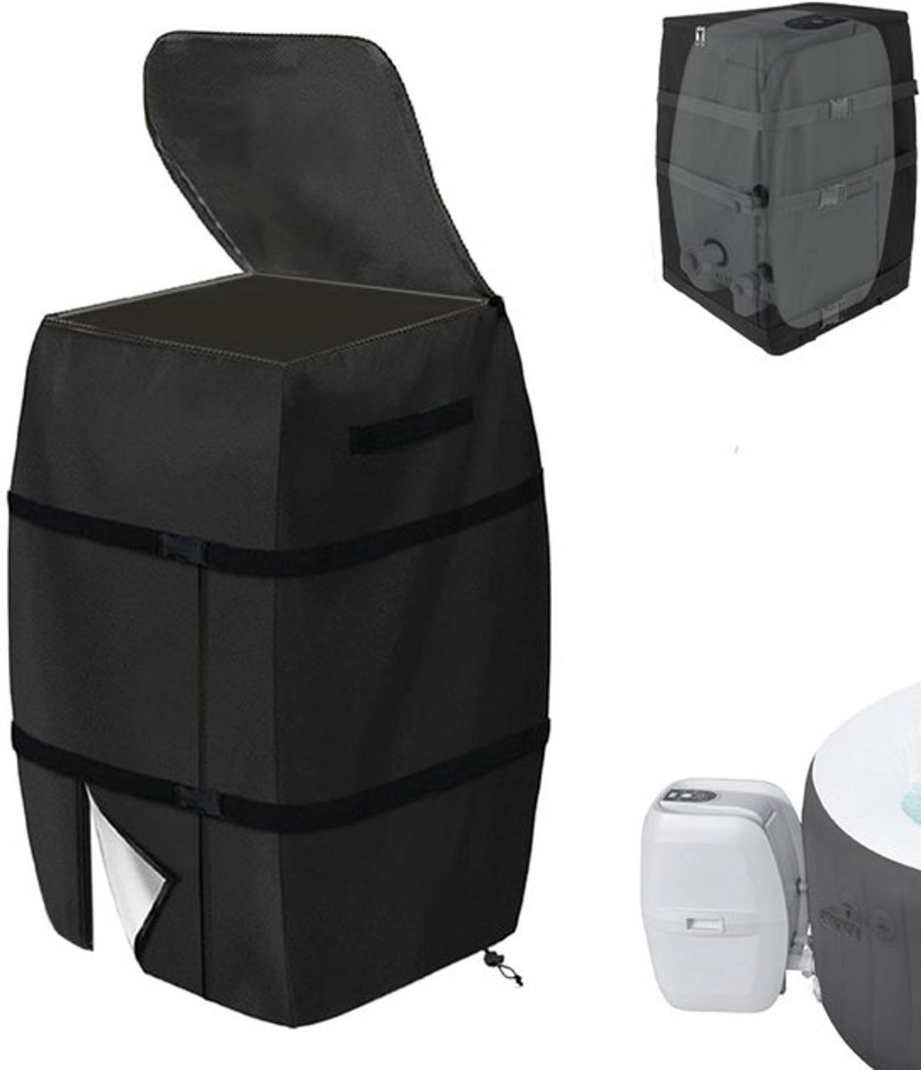 Bubbelbadhoes - met Ritsopening - Opblaasbare Badkuip Pomphoes - Spa Verwarmingspomphoes - Beschermhoes - Hot Tub Pomphoes - Voor Outdoor Bad Spa Pomp - Voor Bad/Zwembad Buiten - 420D Oxford doek Waterdicht Stofdicht - 43 x 38 x 54 cm - Zwart